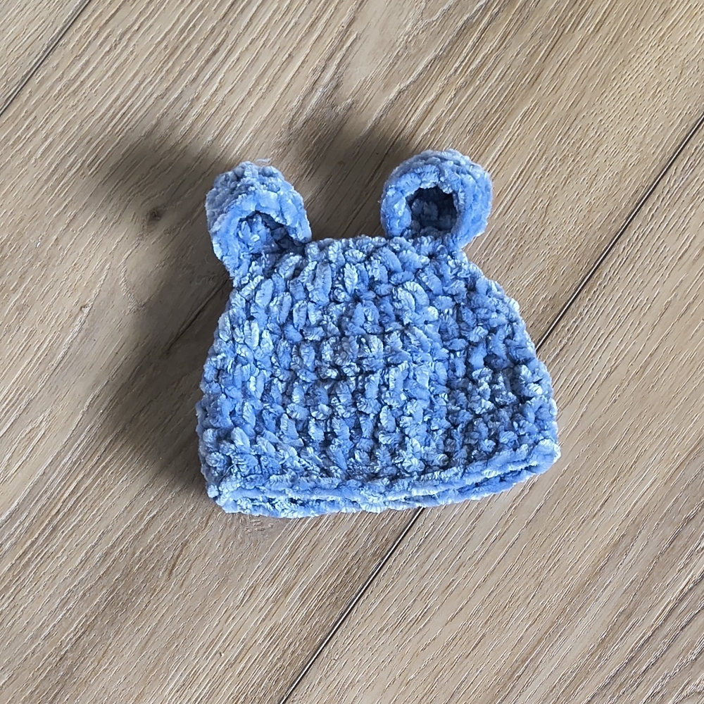 Blue Knitted Kids Beanie with Ears